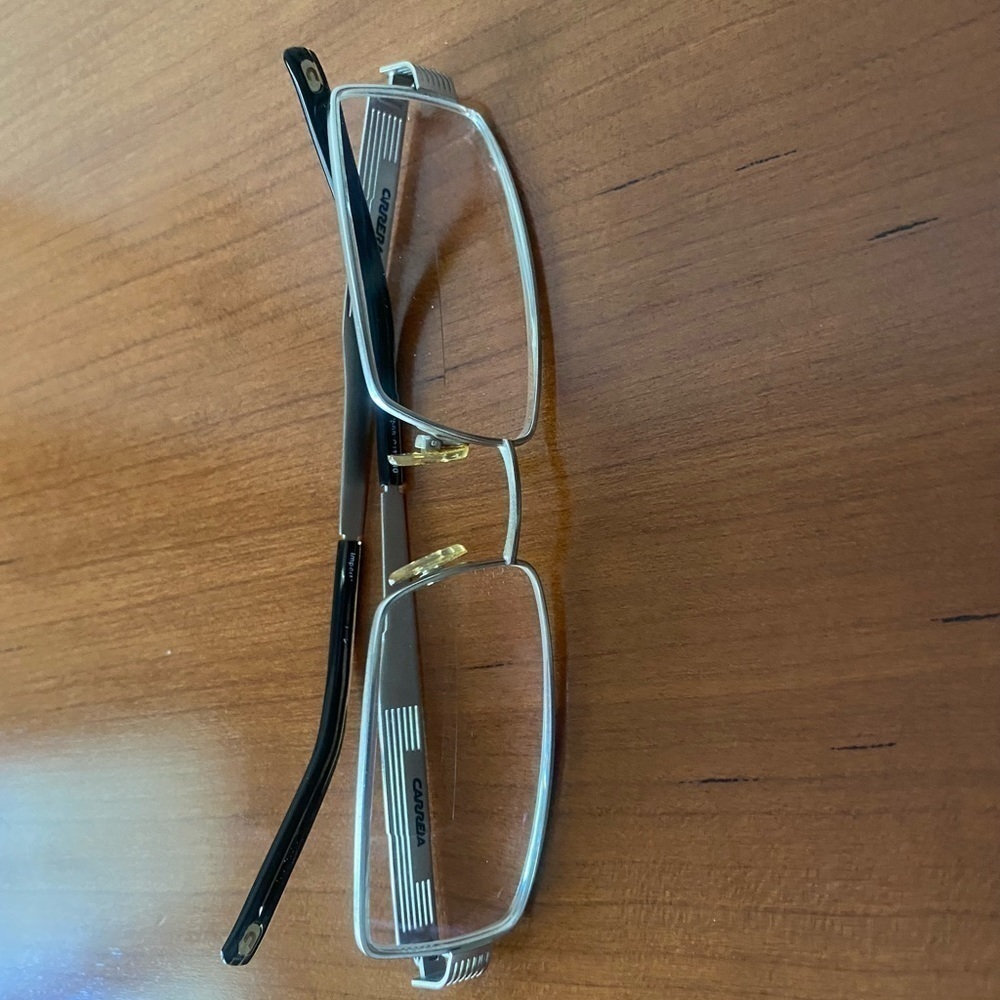 FRAME Only Carrera Eyewear Rectangular Silver Metal Frame and Case Unisex - Picture 9 of 12